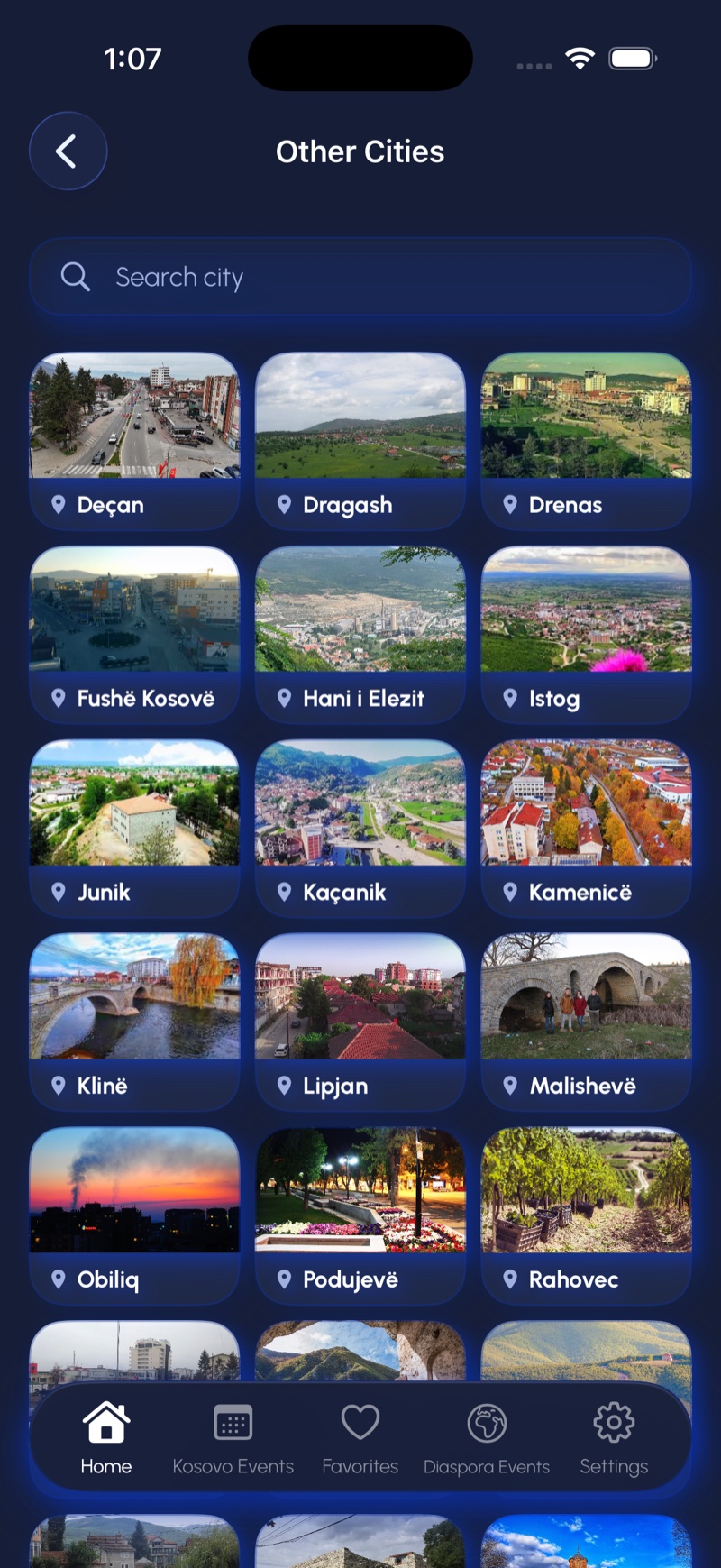 Other cities and municipalities